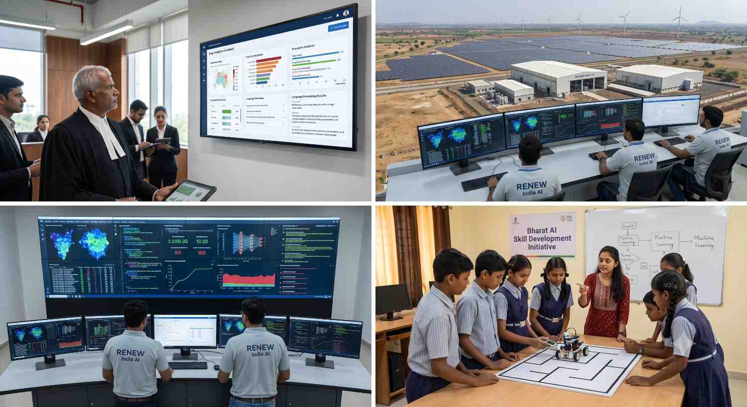 IndiaAI Mission ಮತ್ತು ಭಾರತದ AI ನೀತಿಯ ಪ್ರಮುಖ ಅಂಶಗಳ ಚಿತ್ರಣ